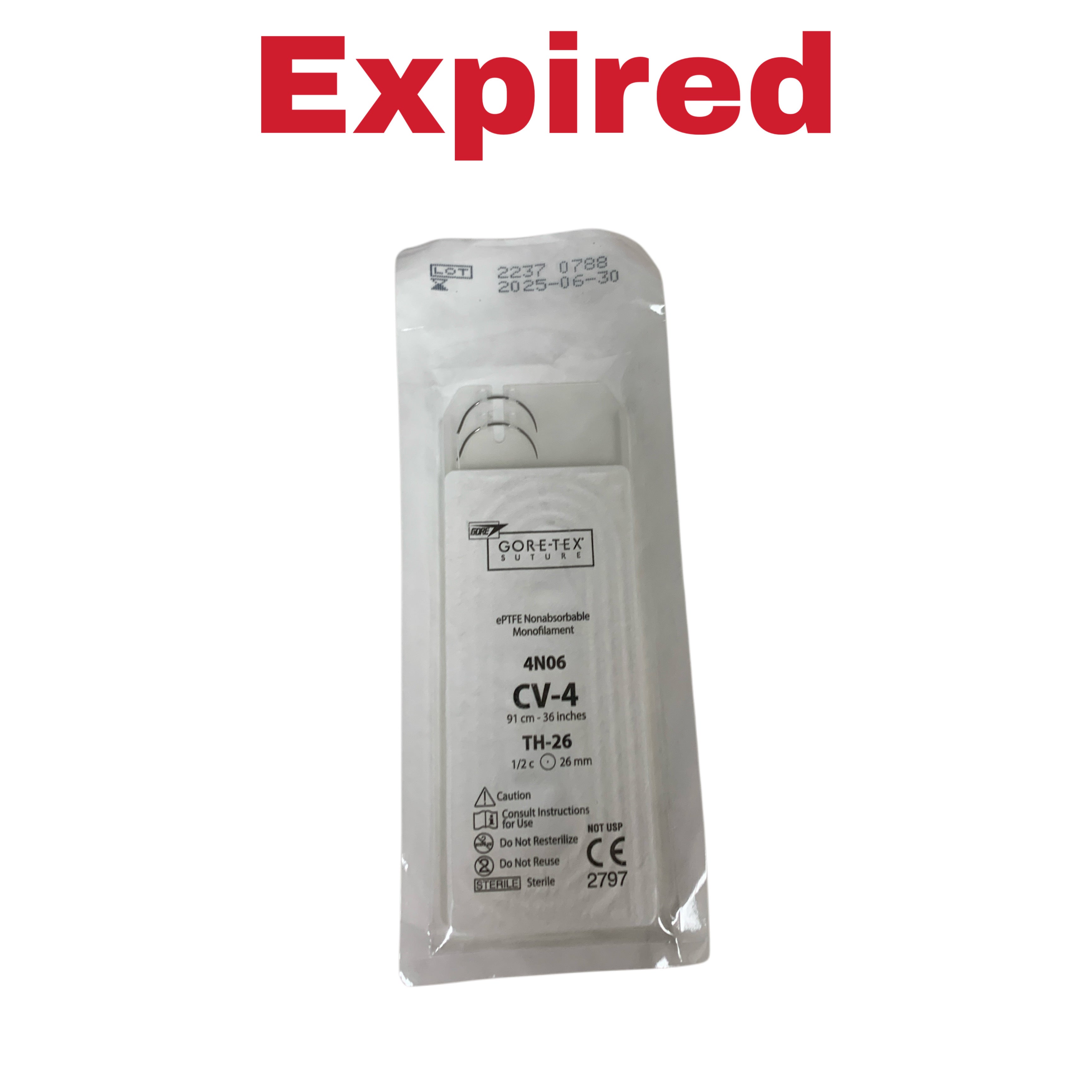 GORE REF 4N06 GORE-TEX Suture CV-4 TH-26 91cm ePTFE Nonabsorbable Monofilament, Exp.2025/06