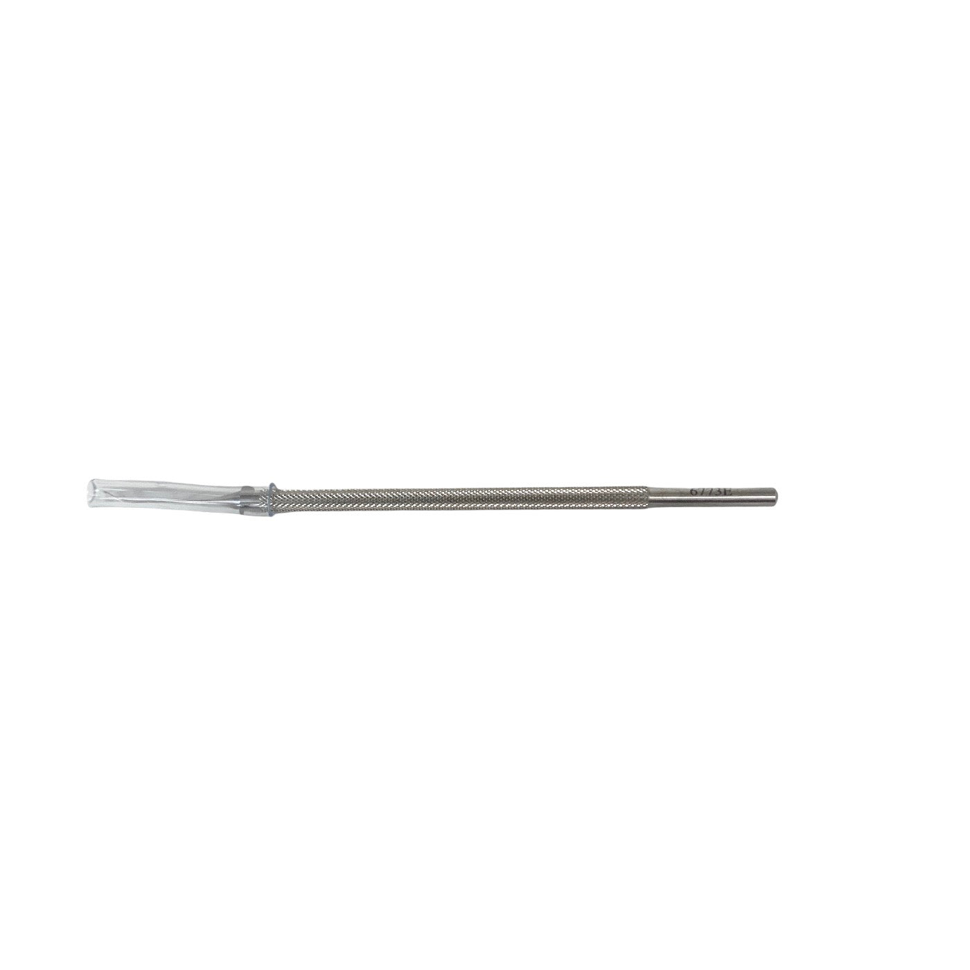 AMBLER REF 6773E Koch nucleus spatula 4 5/8'',slightly curved, 1.0mm wide duckbill-shaped tip, round handle