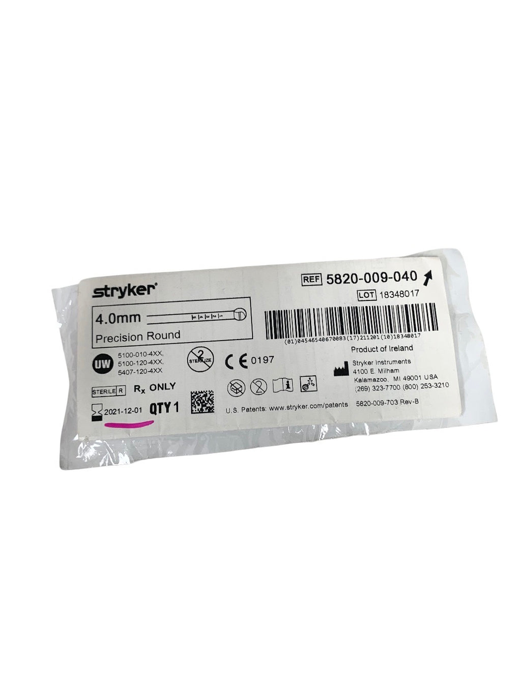 STRYKER REF 5820-009-040 4.0mm - Precision Round, EXP.2021-12