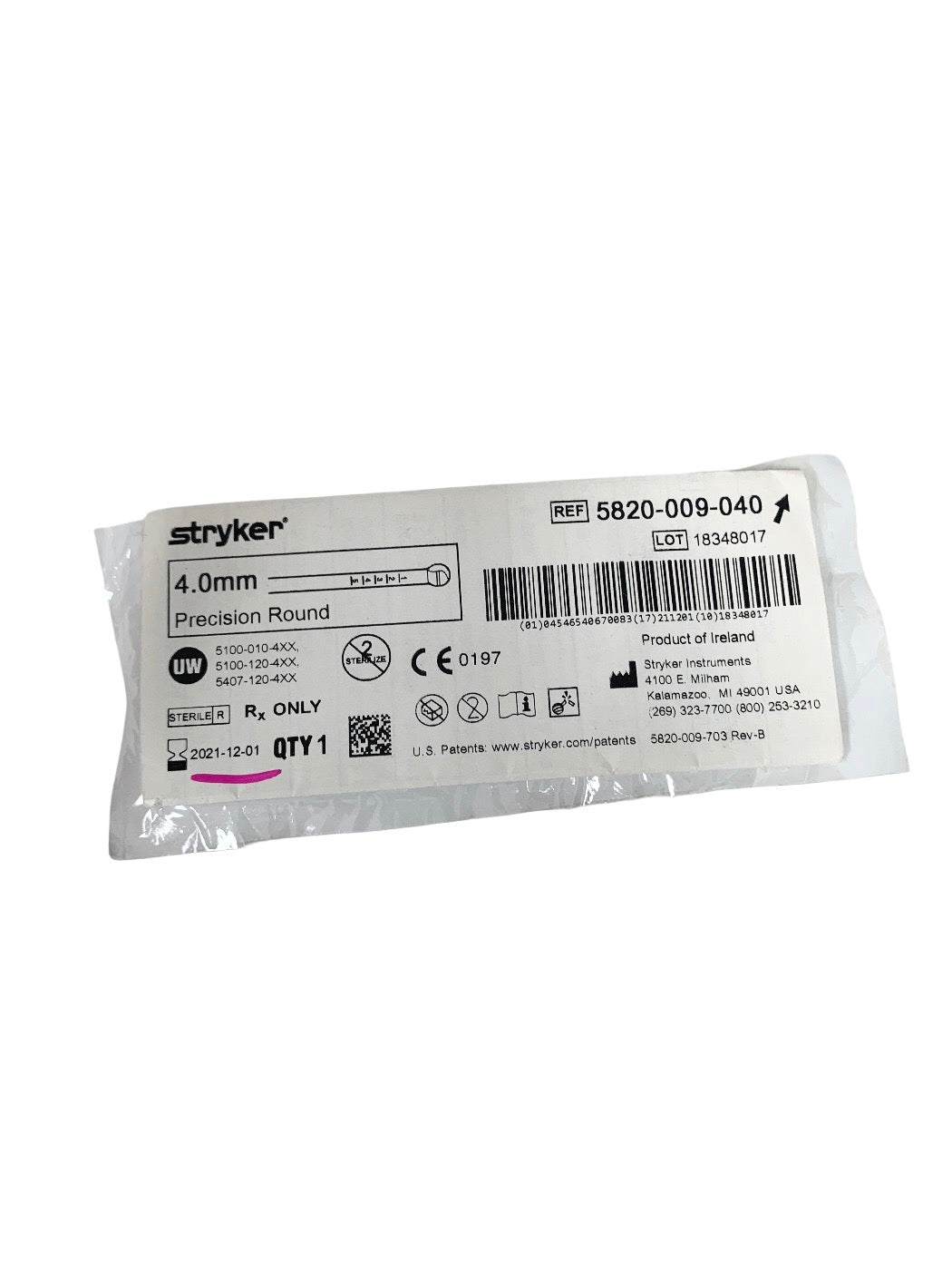 STRYKER REF 5820-009-040 4.0mm - Precision Round, EXP.2021-12
