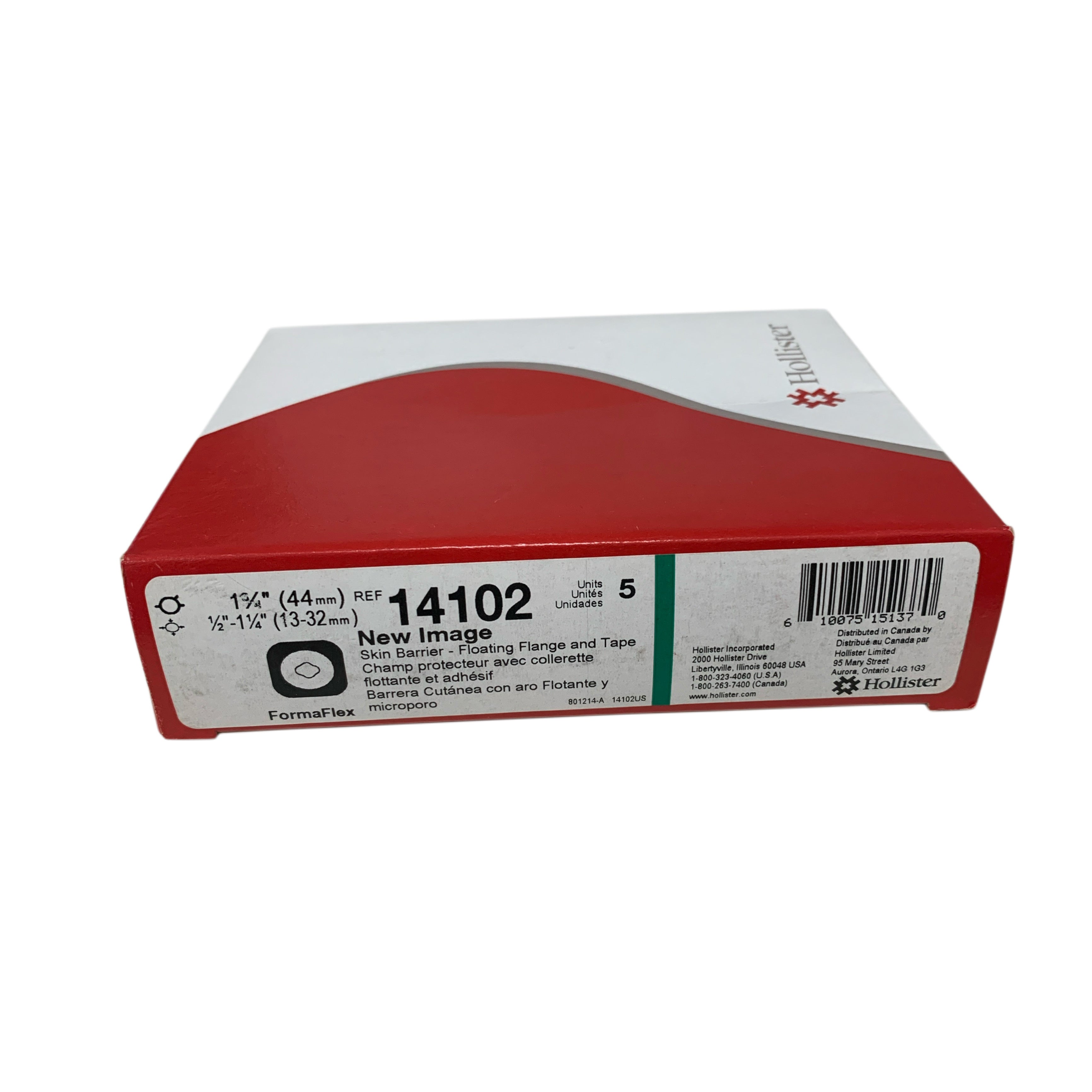 HOLLISTER INC. REF 14102 New Image FormaFlex Skin Barrier Floating Flange and Tape 1-3/4" (44mm) Box of 5, Exp.2026/03