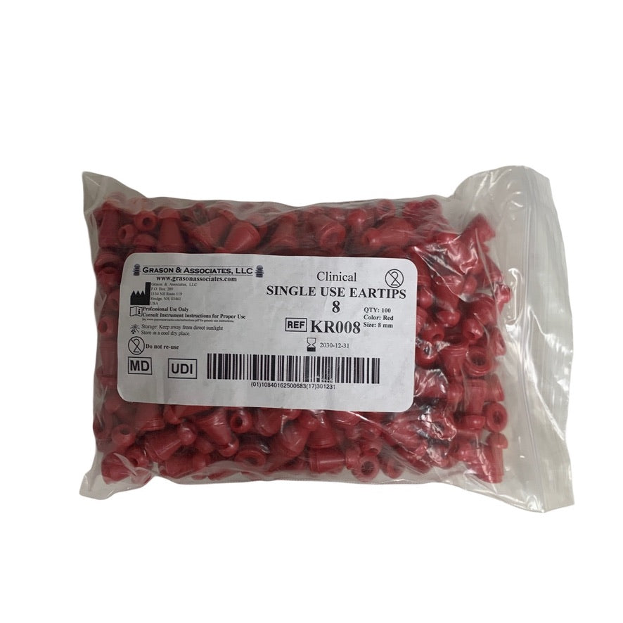 GRASON AND ASSOCIATES LLC KR008  Clinical Single Use Eartips 8 mm Pack Of 100 Pcs Exp 2030 12