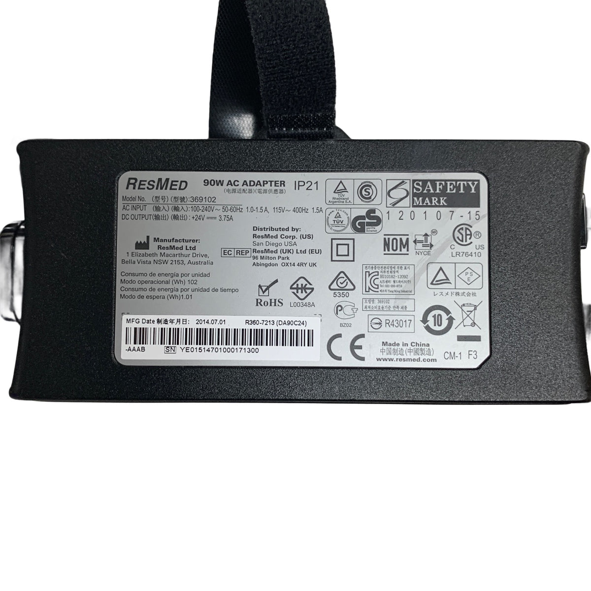 RESMED 36010A S9 VPAP With 36901A H5i Humidifier With Power Supply