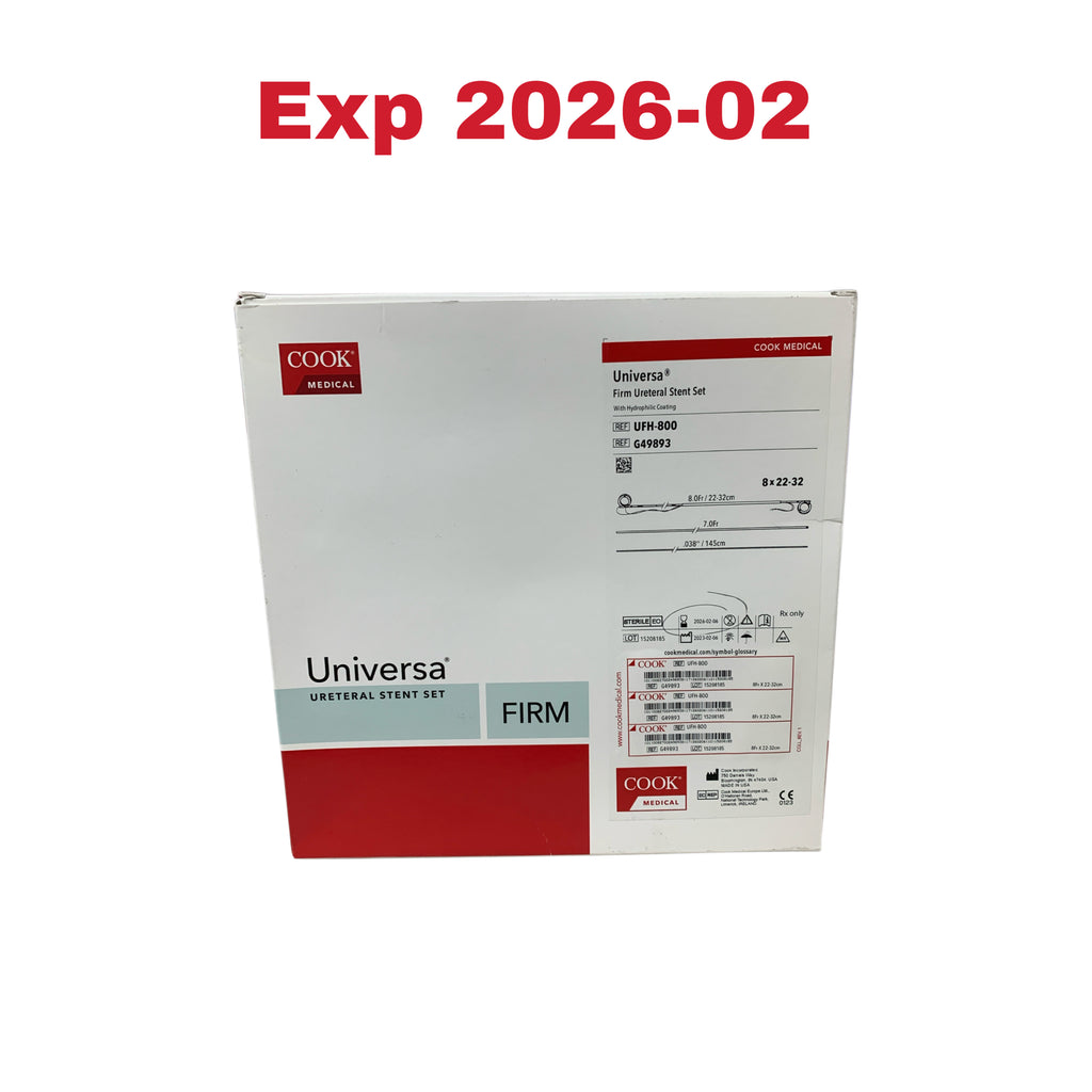 COOK MEDICAL UFH-800 / G49893 Universa Firm Ureteral Stent Set With Hydrophilic Coating 8Fr x 22-32cm Exp 2026/02