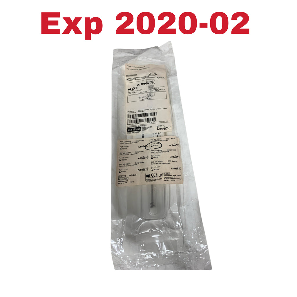 ARTHREX AR-1925SF Suture Anchor Corkscrew Titanium 6.5 x 15.5 mm Exp 2020 02