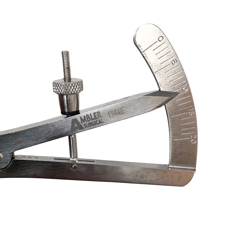 AMBLER REF 1144E Castroviejo caliper 3 1/2'', straight tips, measures from 0-20mm in 1.0mm increments, adjustable thumb-screw tension