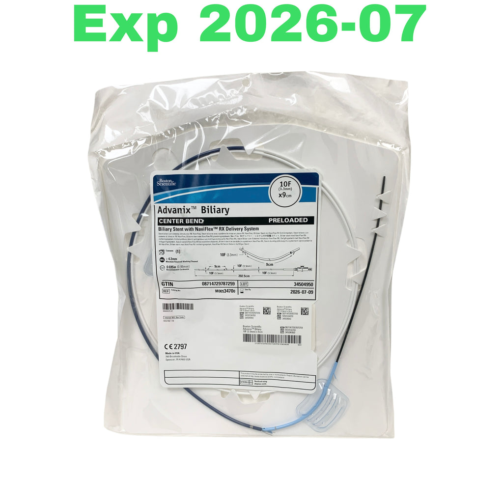 BOSTON SCIENTIFIC REF M00534700 Advanix Biliary Stent 10F x 9cm Center Bend Preloaded With NaviFlex RX Delivery System, Exp.2026/07