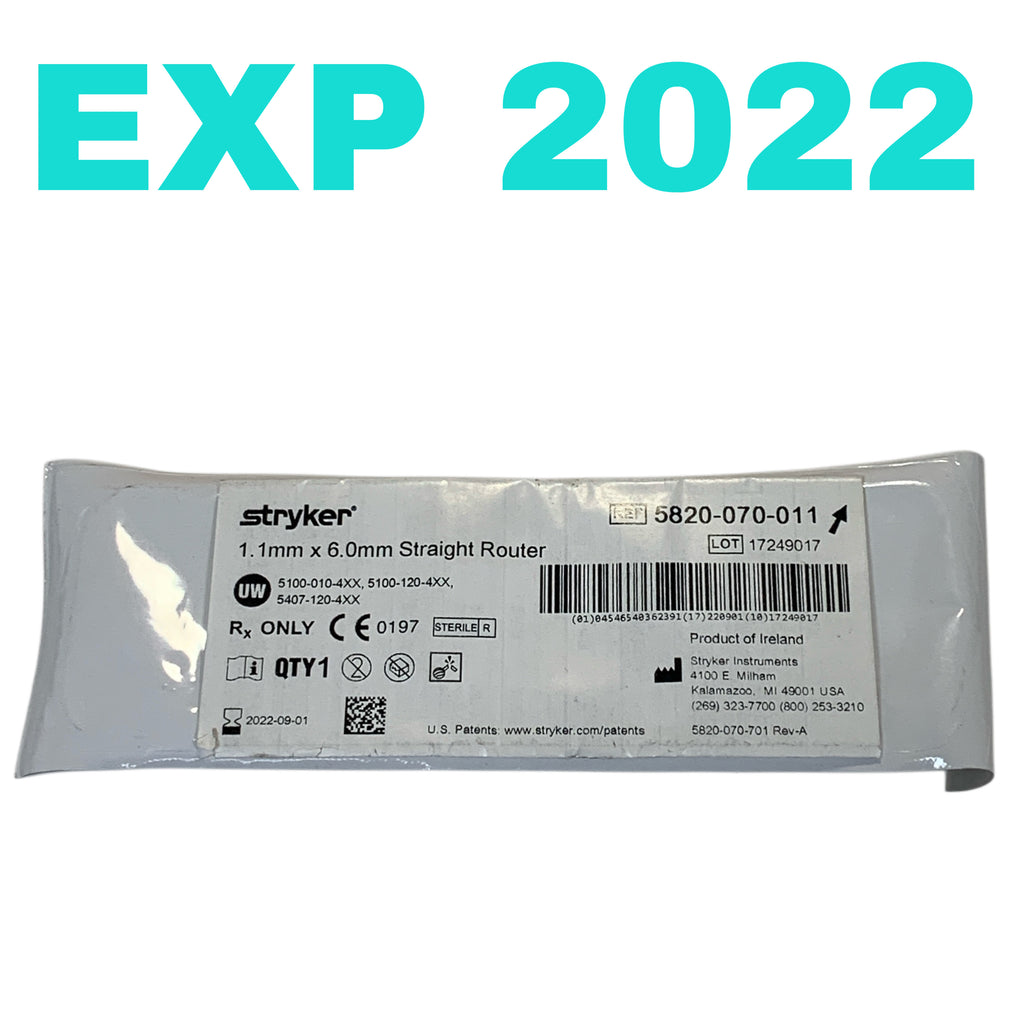 STRYKER REF 5820-070-011 1.1mm × 6.0mm Straight Router, EXP.2022-09