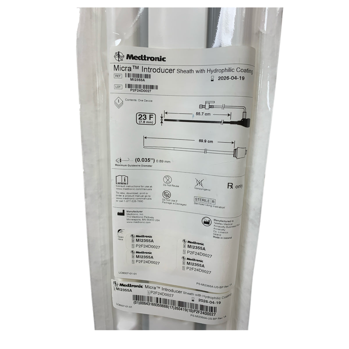 MEDTRONIC MI2355A Micra Introducer Sheath with Hydrophilic Coating 23 F 55.7 cm 0.035 in EXP 2026 04