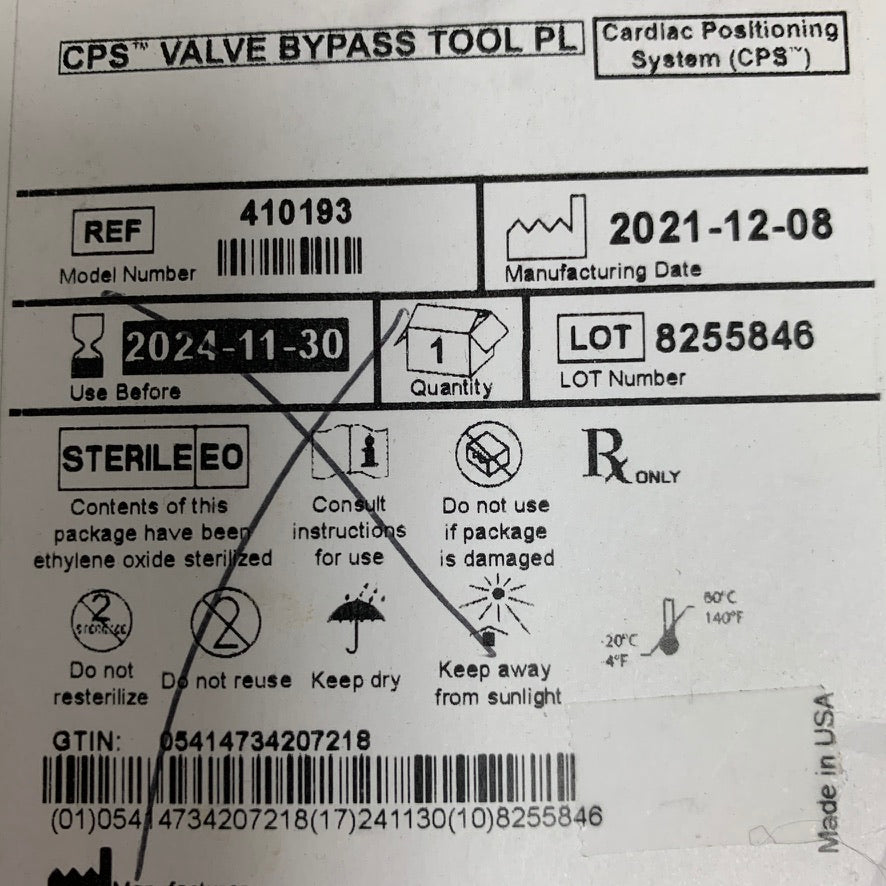 ST JUDE MEDICAL 410193 CPS Valve Bypass Tool PL Cardiac Positioning System EXP 2024 11