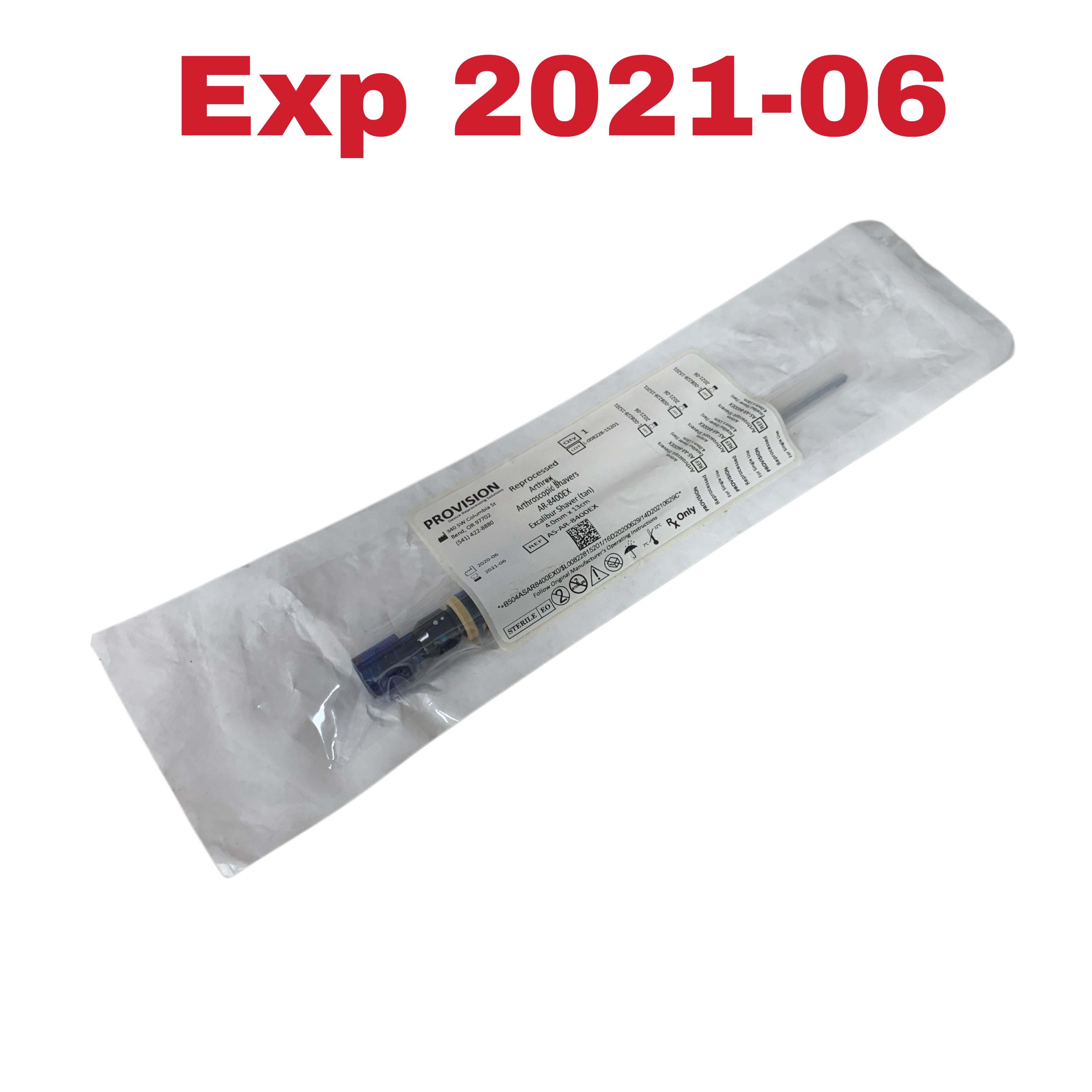 ARTHREX Reprocessed AR-8400EX ProVision Arthroscopic Shaver Excalibur Shaver tan 4.0mm x 13cm Exp 2021 06