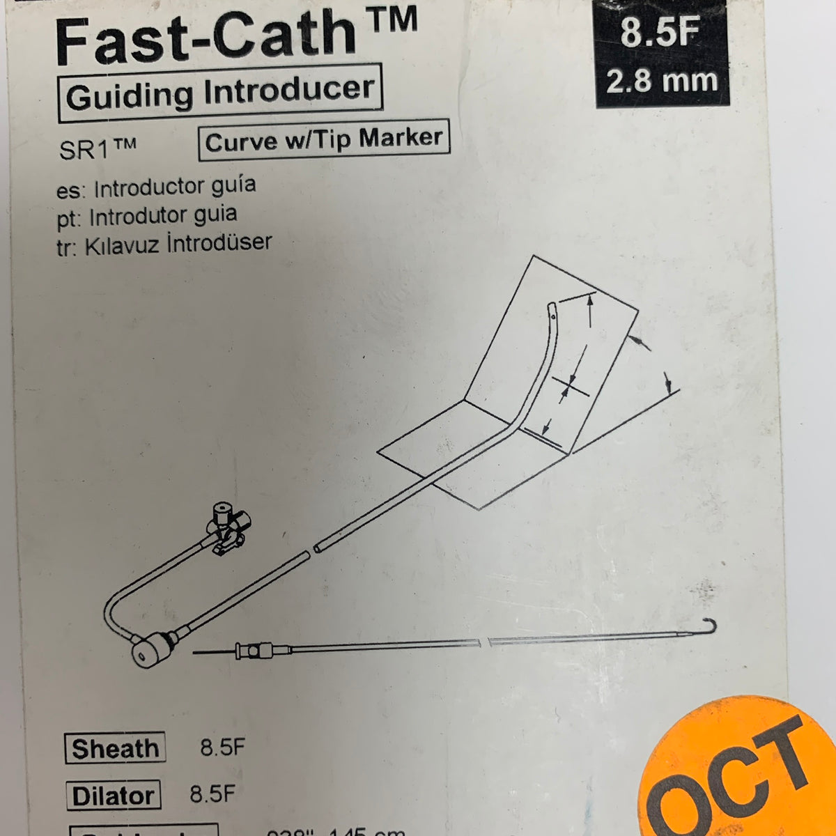 ST JUDE MEDICAL 406854 Fast Cath Guiding Introducer SR1 Curve with Tip Marker 8.5F 2.8 mm 63 cm EXP 2023 10