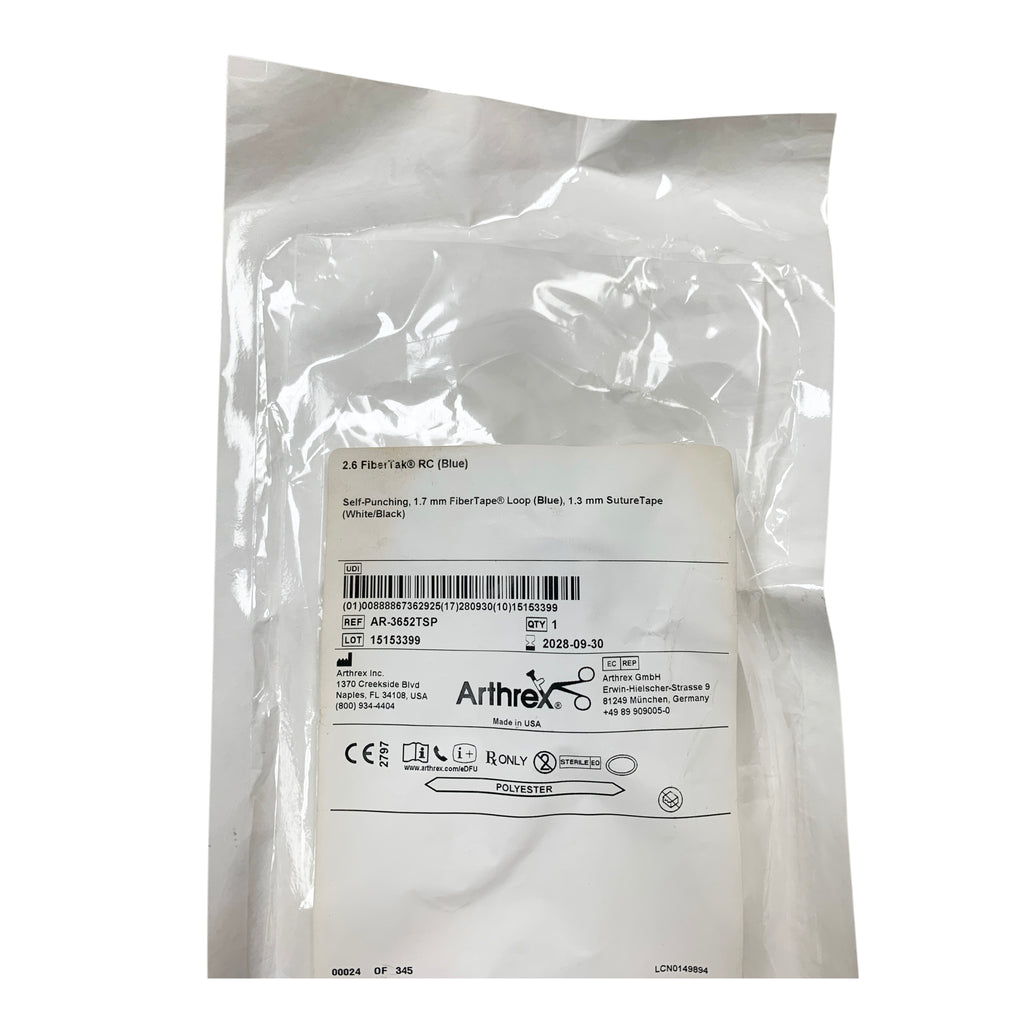ARTHREX AR-3652TSP 2.6 FiberTak RC Blue Self-Punching 1.7 mm FiberTape Loop 1.3 mm SutureTape, Exp.2028/09