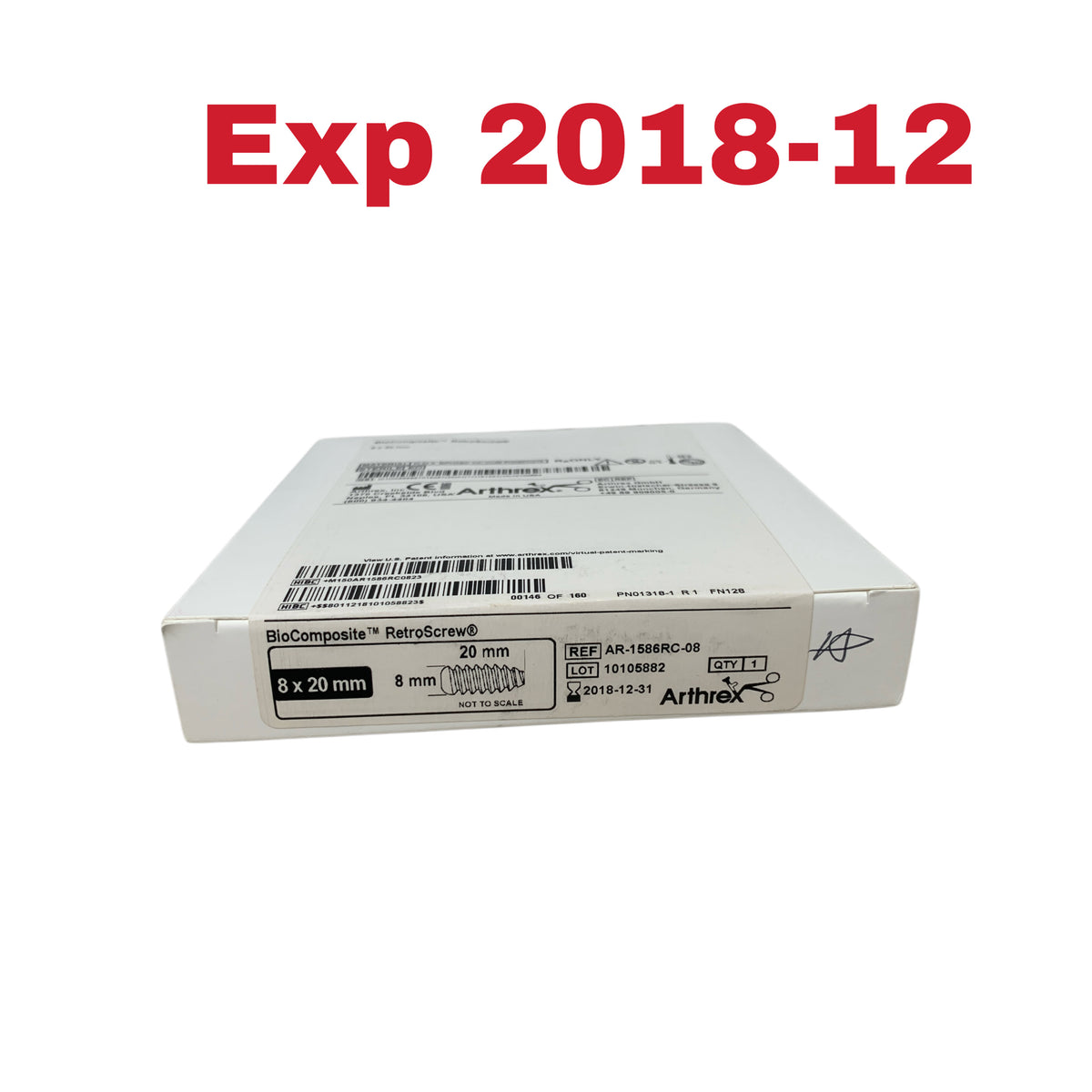 ARTHREX AR-1586RC-08 BioComposite RetroScrew 8 x 20 mm Exp 2018 12