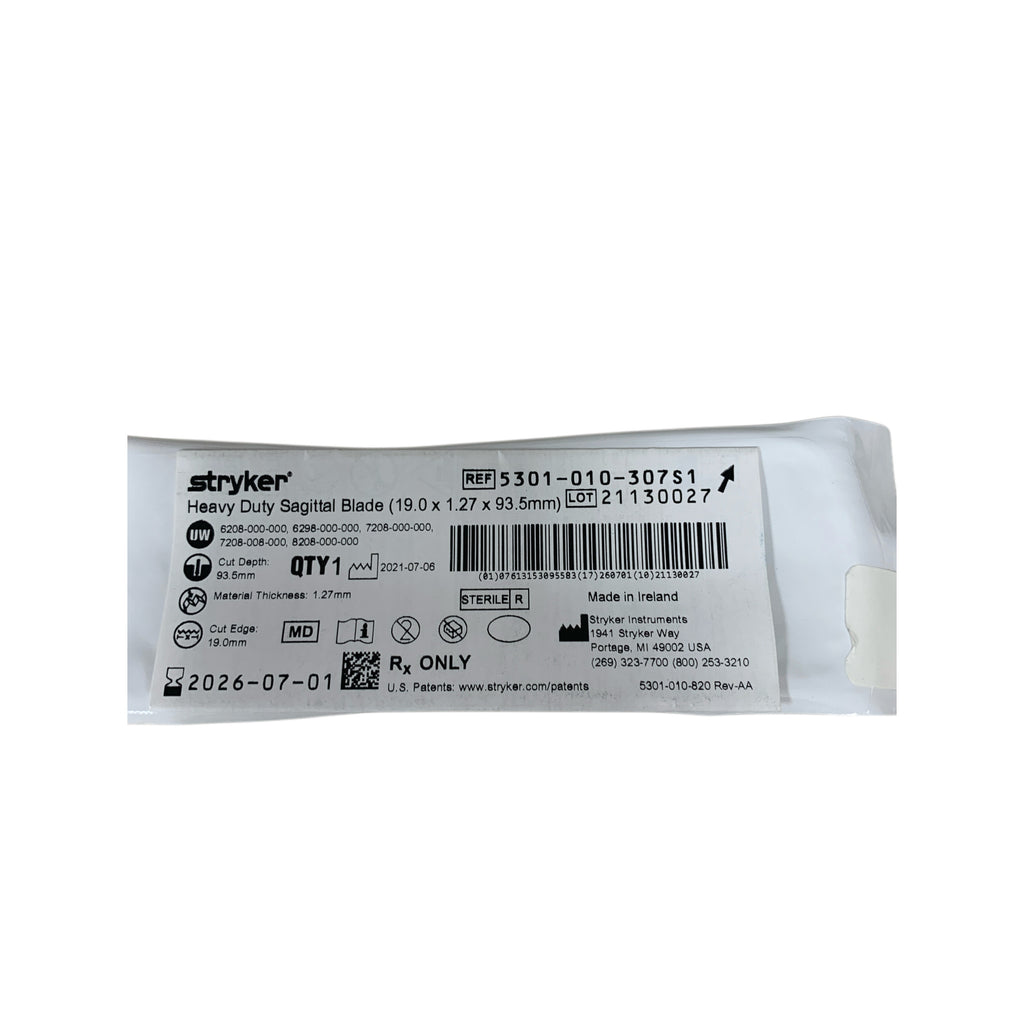 STRYKER 5301-010-307S1 Heavy Duty Sagittal Blade (19.0 x 1.27 X 93.5mm) EXP 2026 07