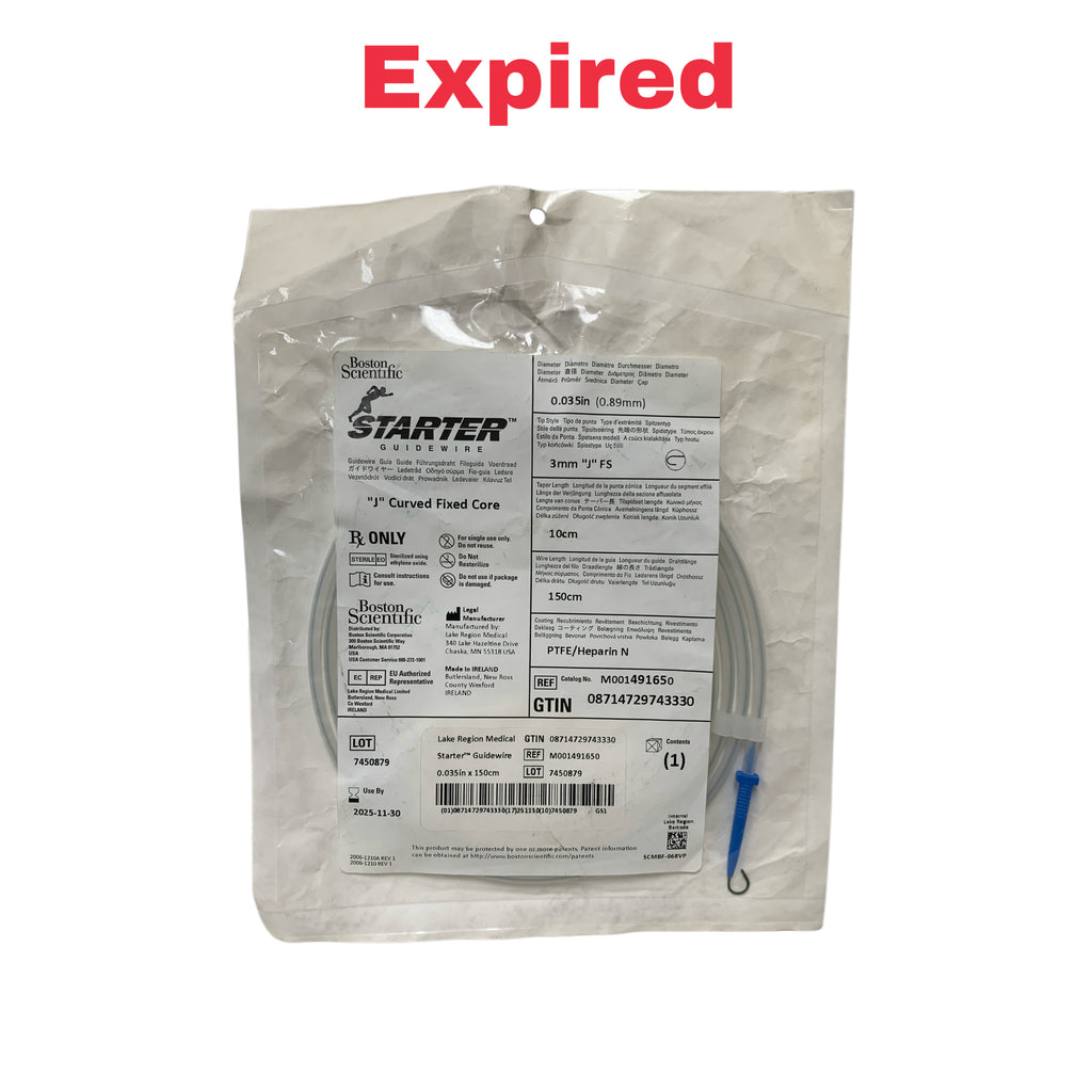 BOSTON SCIENTIFIC REF M001491650 STARTER Guidewire 0.035in x 150cm J Curved Fixed Core, Exp.2025/11