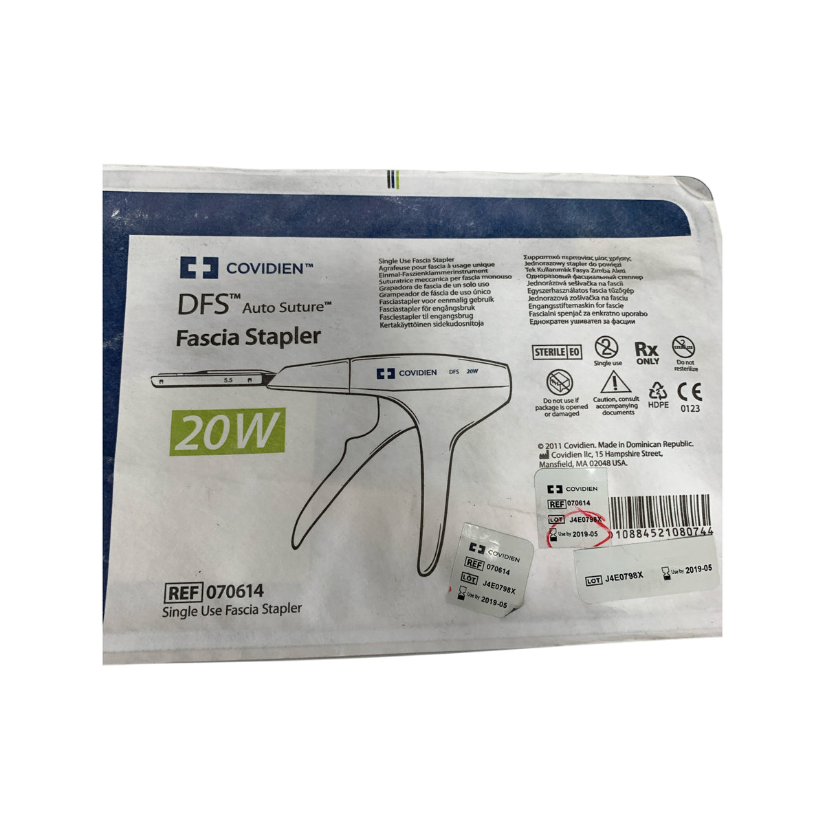 COVIDIEN 070614 DFS Auto Suture Fascia Stapler 20W Exp 2019 05