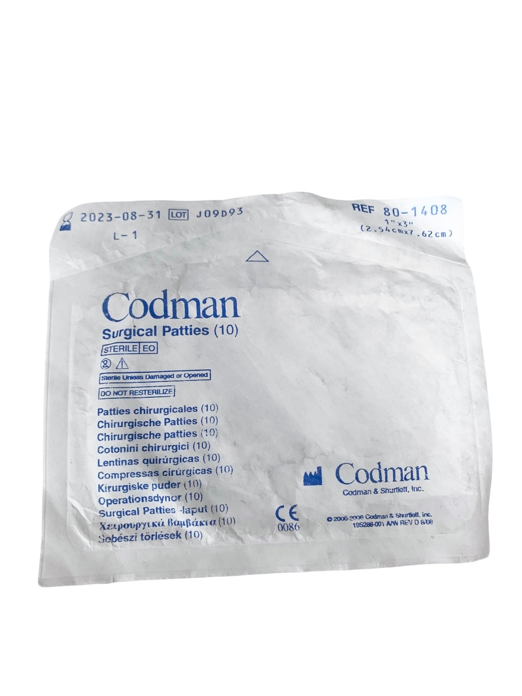 CODMAN REF 80-1408 Surgical Patties 10 2023 08