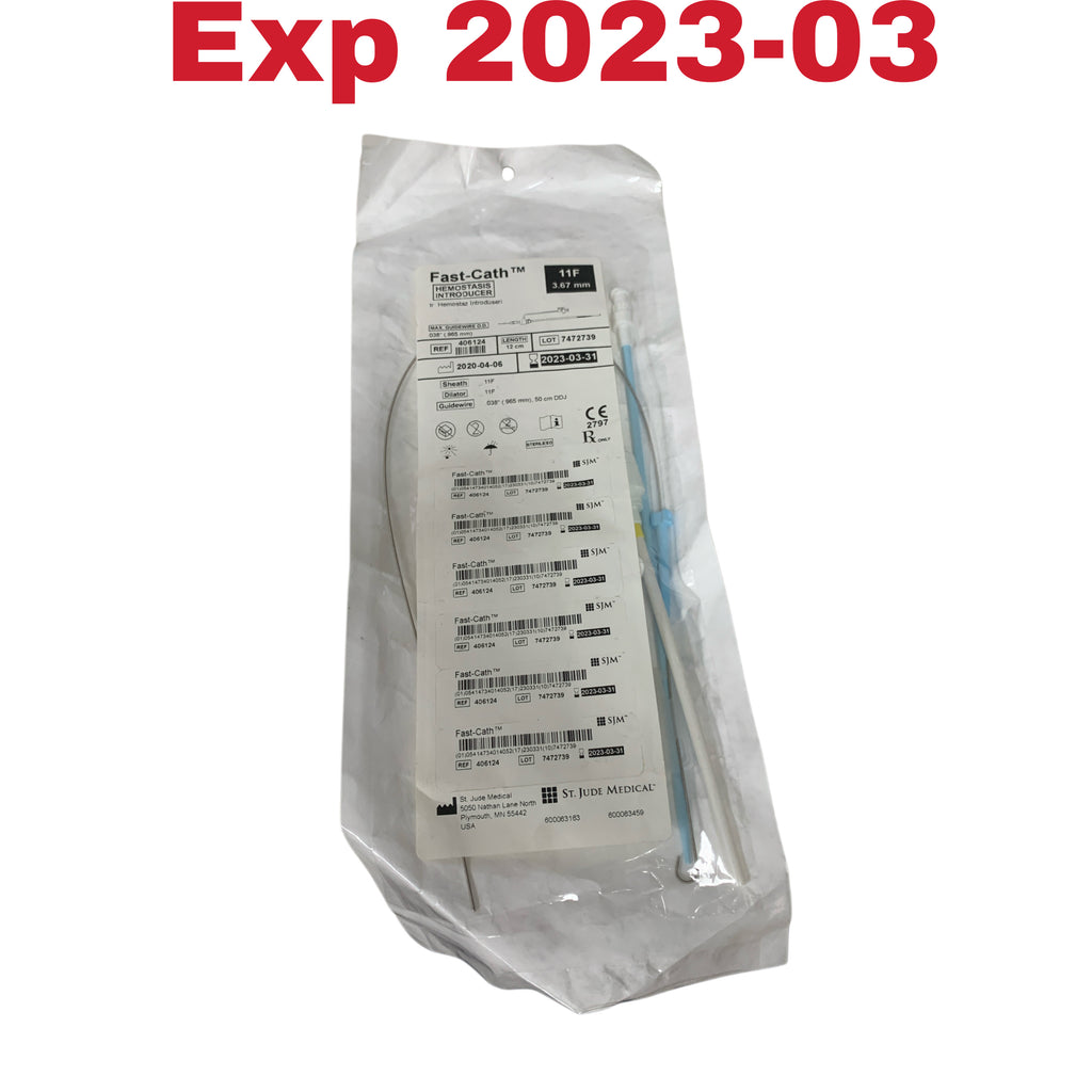 ST JUDE MEDICAL 406124 Fast-Cath Hemostasis Introducer 11F 3.67 mm 12 cm Exp 2023 03