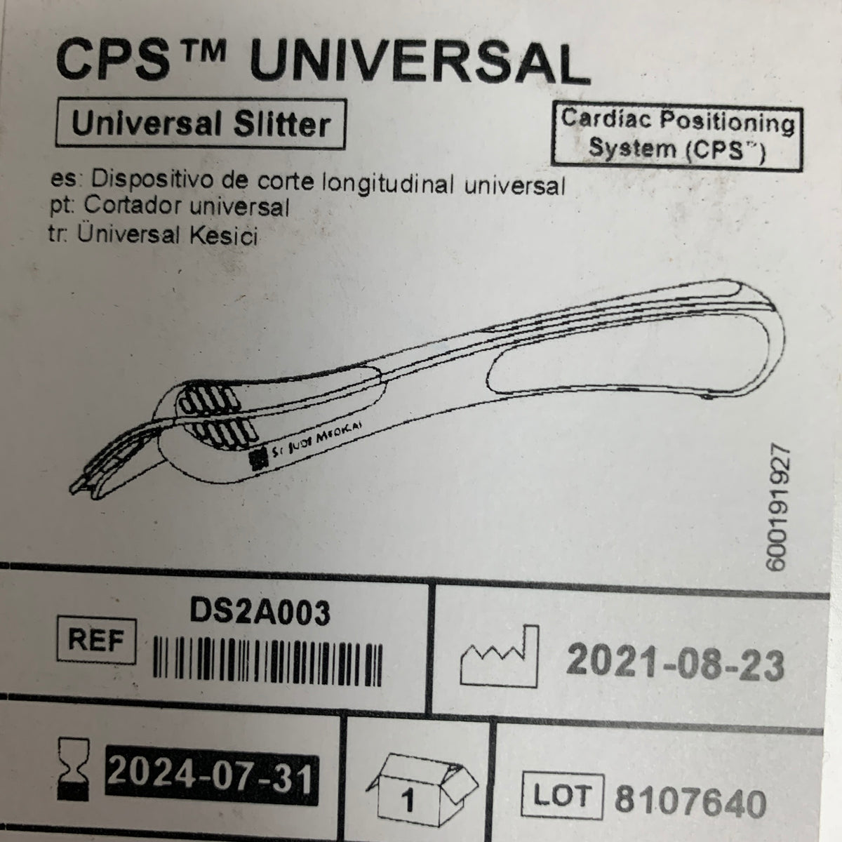 ST JUDE MEDICAL DS2A003 CPS Universal Slitter Cardiac Positioning System EXP 2024 07