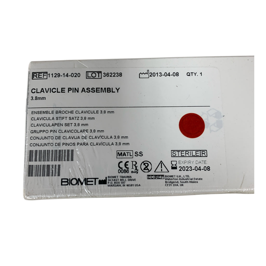 BIOMET 1129-14-020 CLAVICLE PIN ASSEMBLY 3.8mm Exp 2023 04