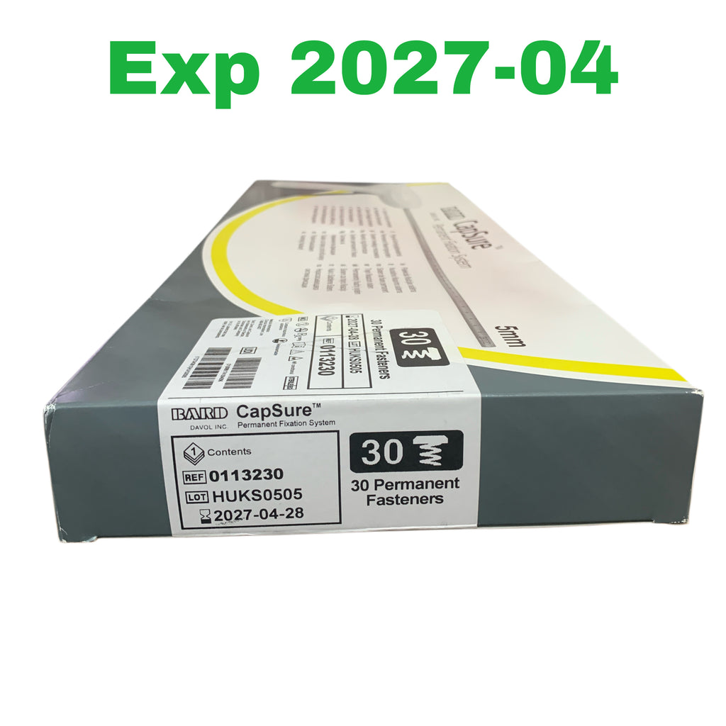 BARD 0113230 CapSure Permanent Fixation System 5mm 30 Permanent Fasteners Exp 2027 04