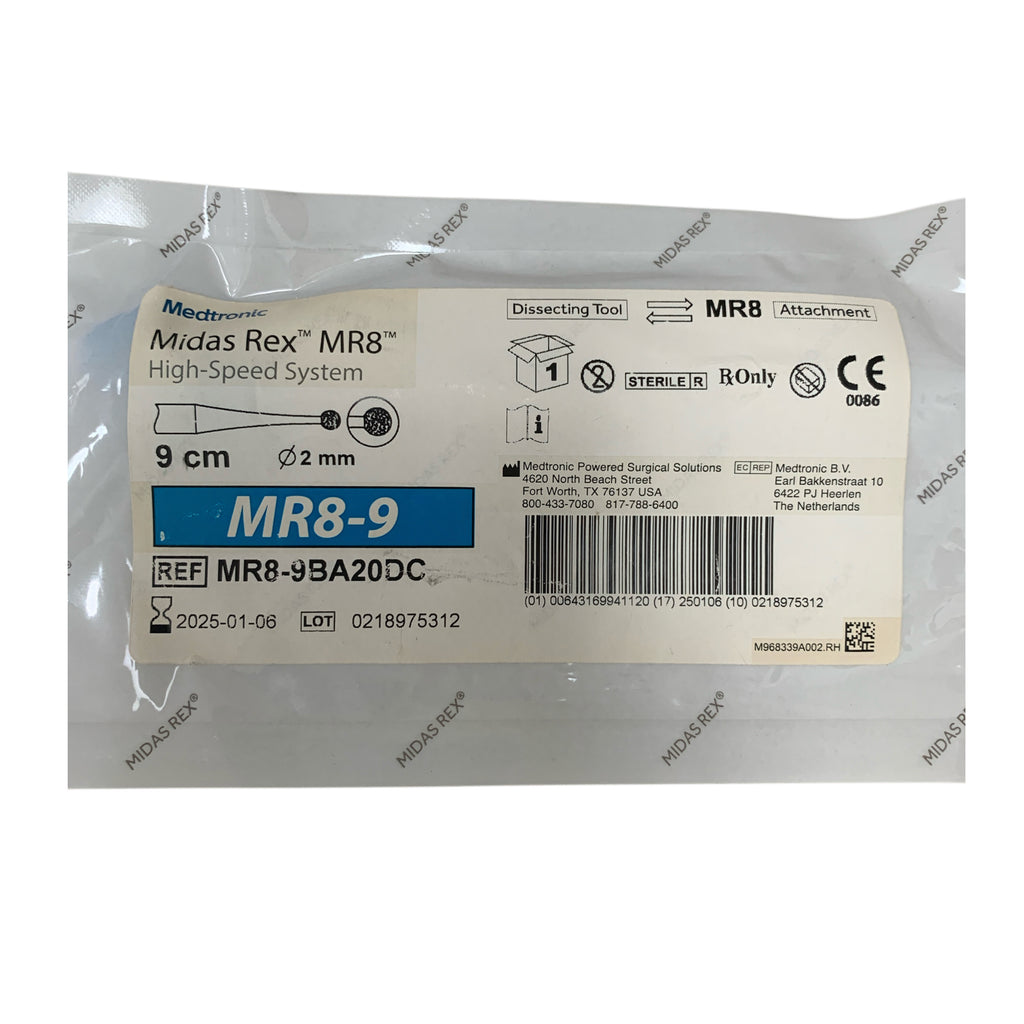 MEDTRONIC MIDAS REX MR8-9BA20DC High-Speed System Dissecting Tool Attachment 9 cm 2 mm Exp 2025 01