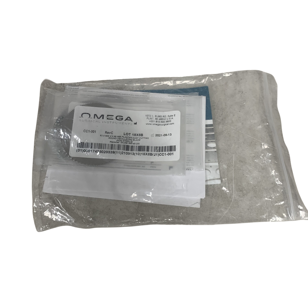 OMEGA CC1-001 RevC 63.5 MM X 0.89 MM PLASTER CAST CUTTING ROUND OSCILLATING BLADE (NON-STERILE) Replaces Stryker 840-40-250