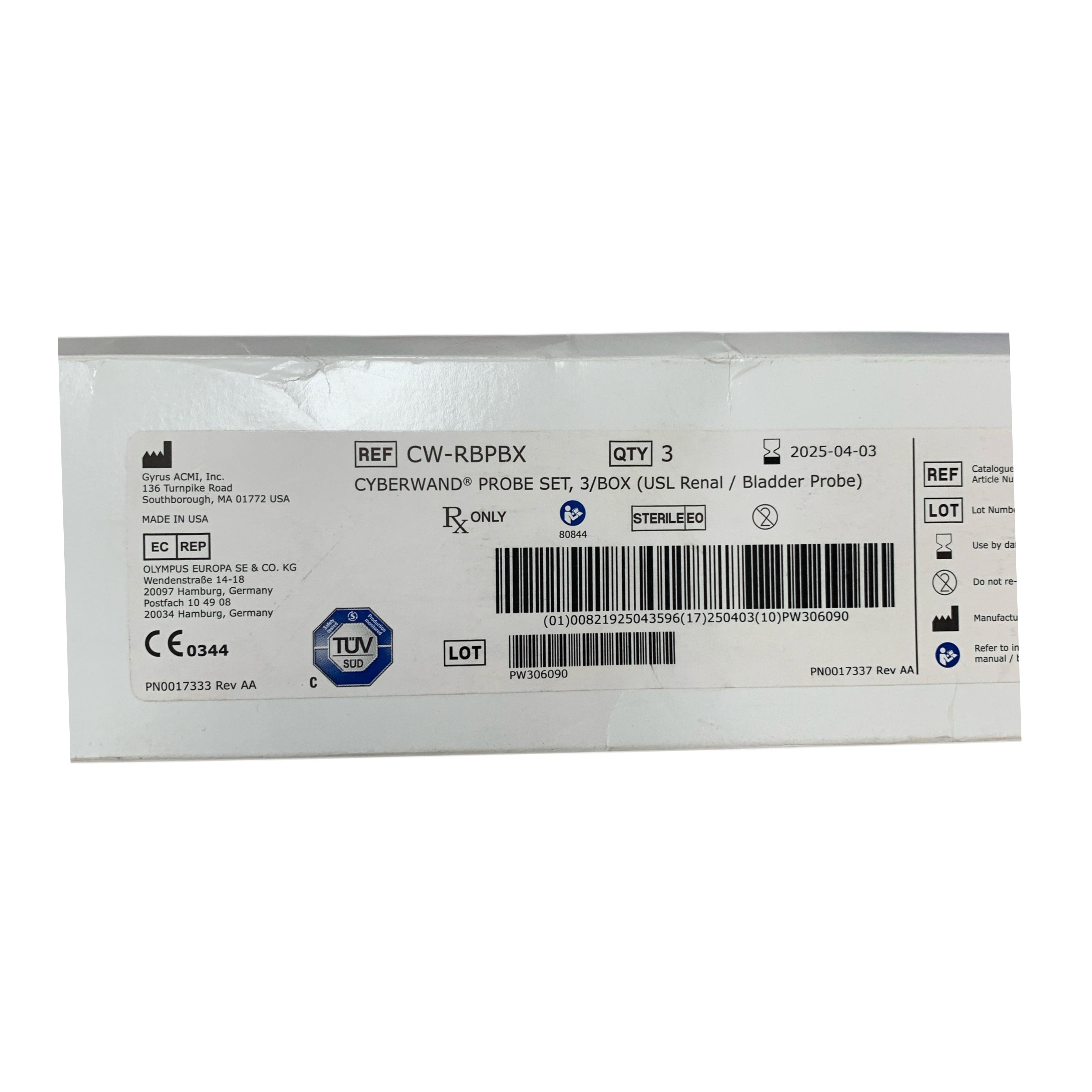 GYRUS ACMI REF CW-RBPBX Cyberwand Probe Set USL Renal Bladder Probe BOX OF 3 Exp 2025 04