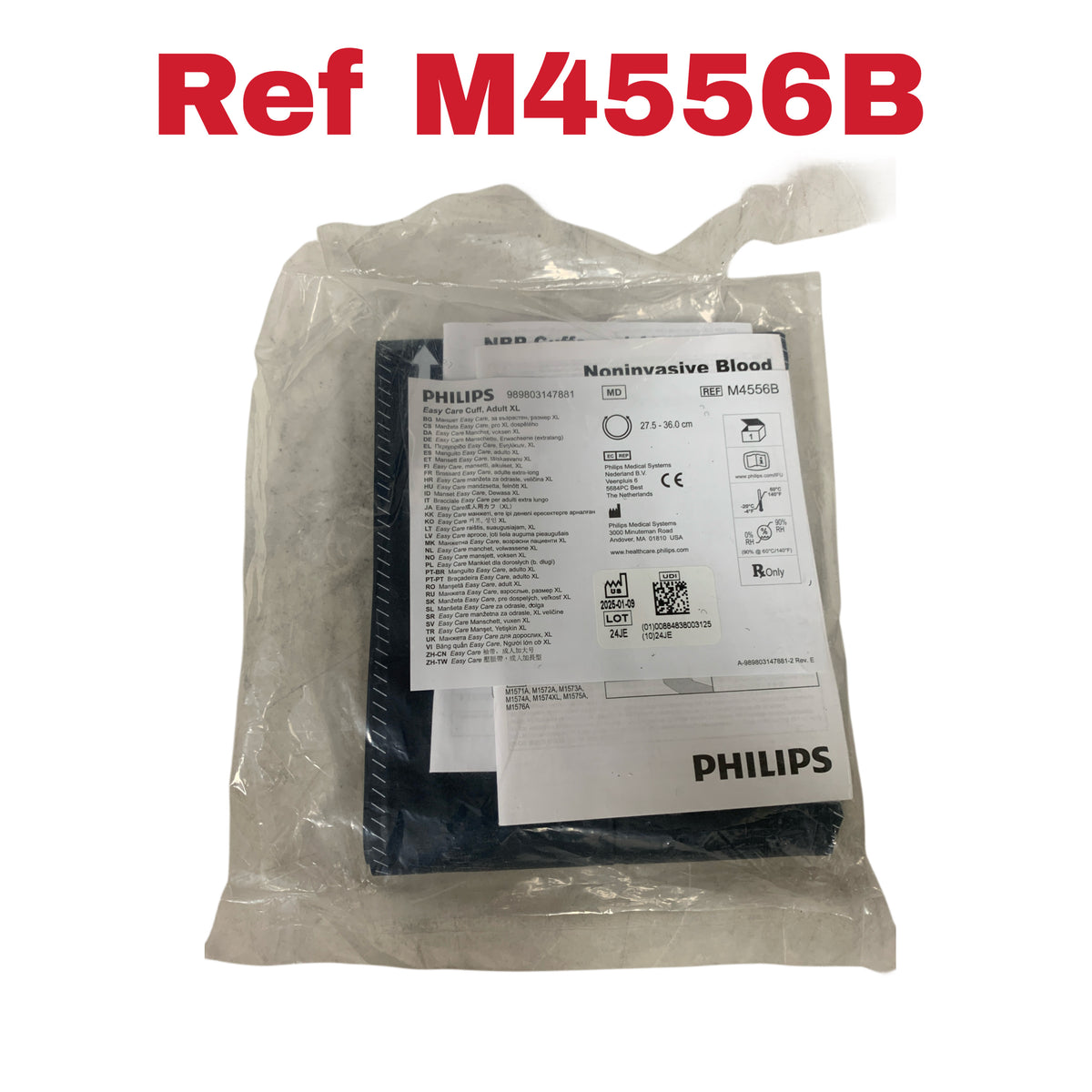 PHILIPS M4556B Easy Care Cuff Adult XL Noninvasive Blood Pressure 27.5 36.0 cm Exp 2025 01