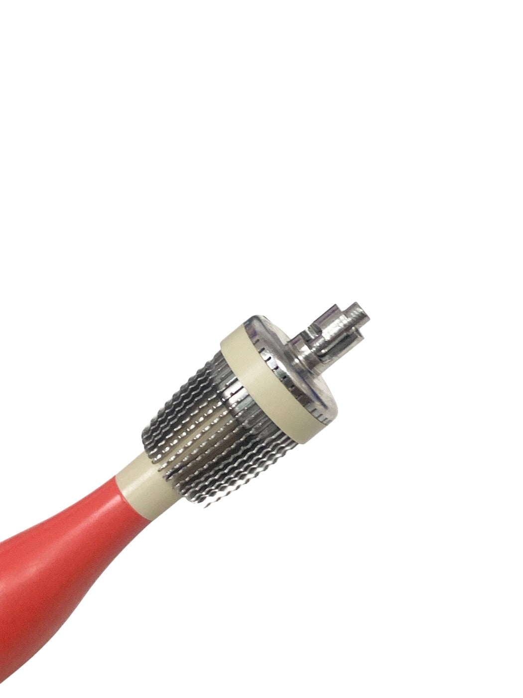 ALCON REF 712.00.41, Grieshaber REVOLUTION Handle, Red, With 3 Advanced DSP Forceps & Scissors Collection