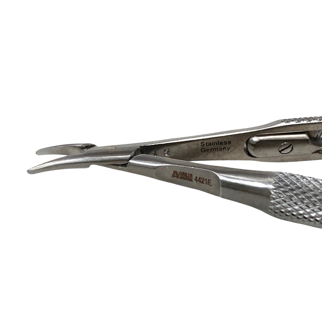 AMBLER REF 4421E Barraquer needle holder 5 1/8'',medium, gently curved, 9.0mm smooth jaws, round handle, with lock