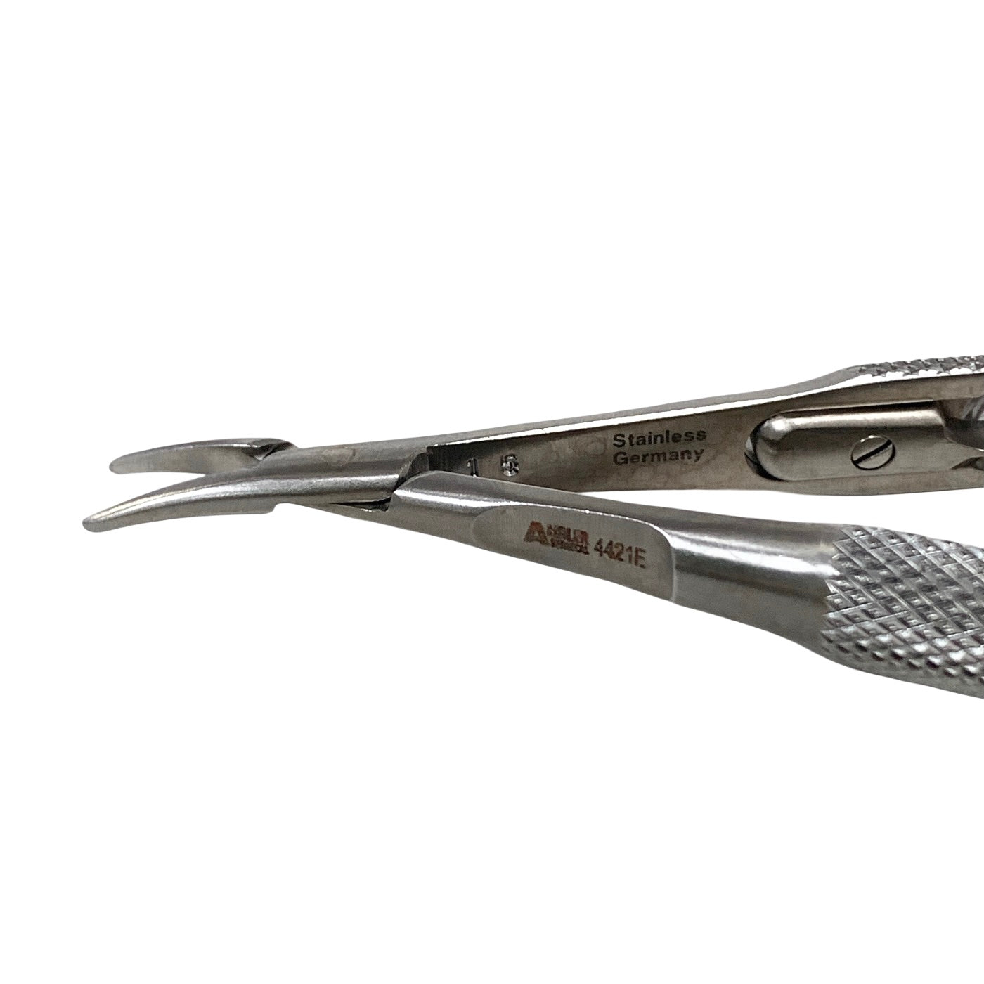 AMBLER REF 4421E Barraquer needle holder 5 1/8'',medium, gently curved, 9.0mm smooth jaws, round handle, with lock