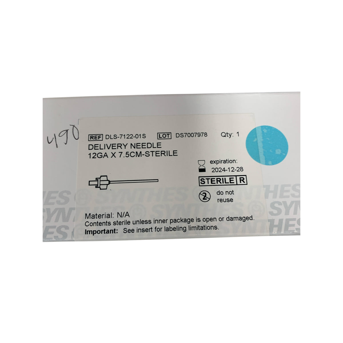 SYNTHES DLS-7122-01S DELIVERY NEEDLE 12GA X 7.5CM EXP 2024 12