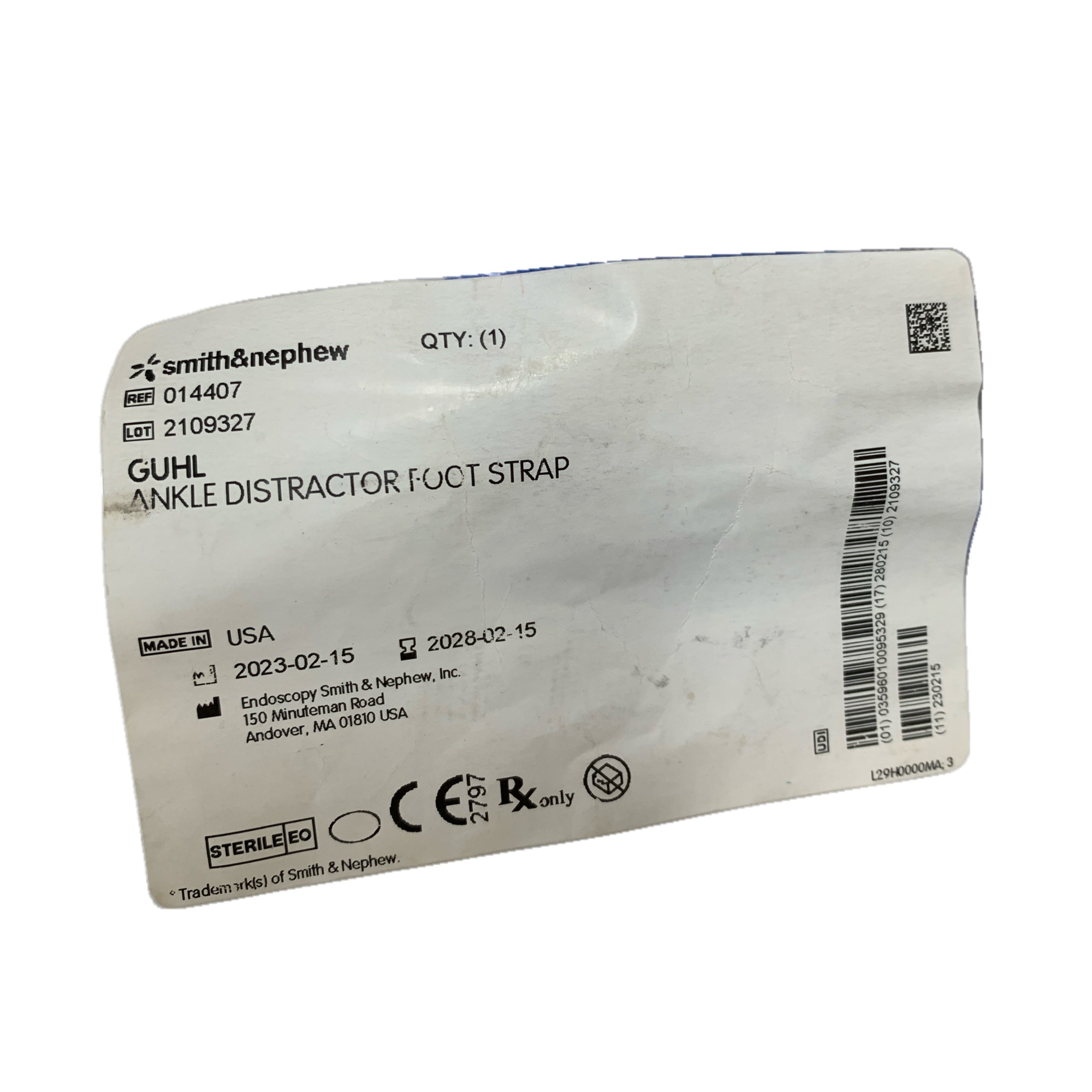 SMITH & NEPHEW REF 014407 Guhl Ankle Distractor Foot Strap, Exp.2028/02