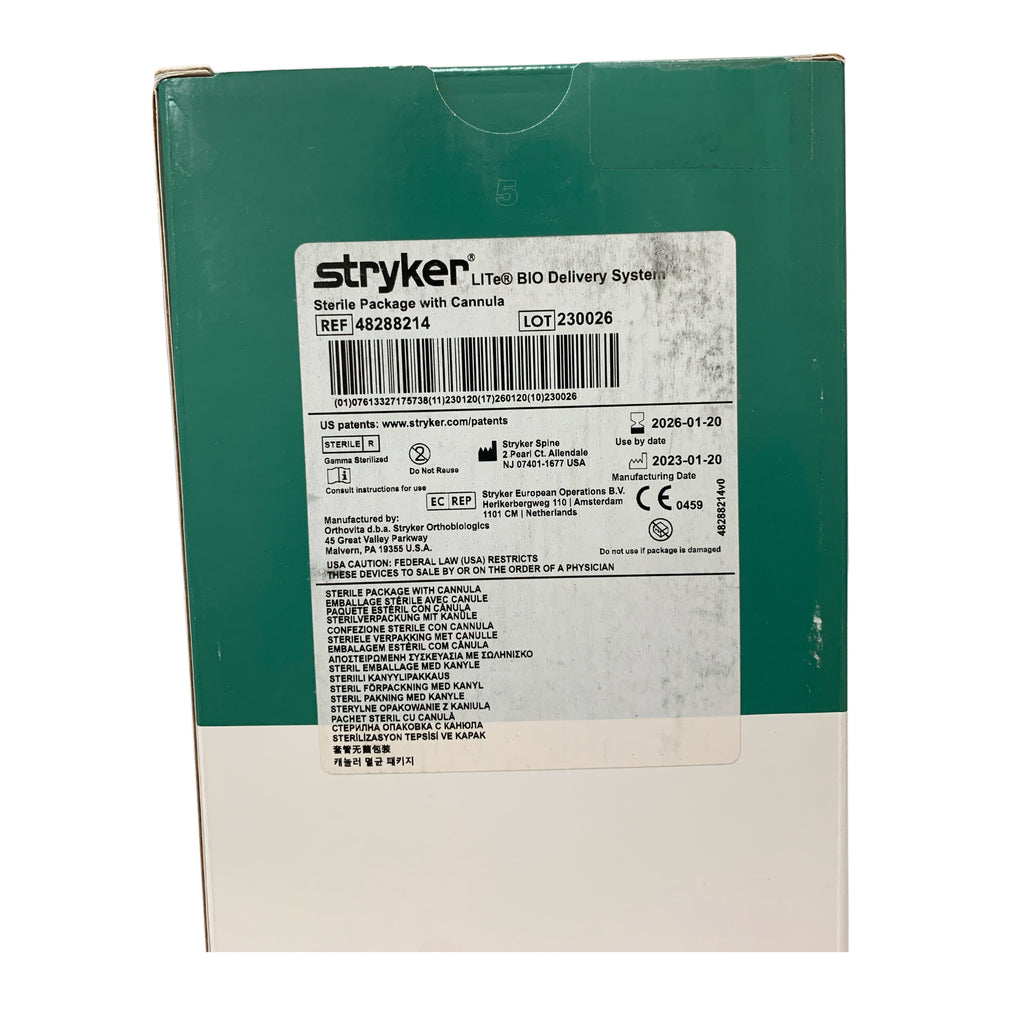 STRYKER REF 48288214 LITe BIO Delivery System Sterile Package with Cannula Exp 2026-01
