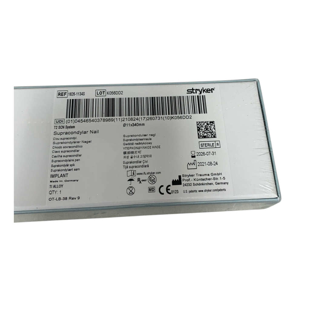 STRYKER 1826-1134S T2 SCN System Supracondylar Nail 11x340mm Exp 2026 07