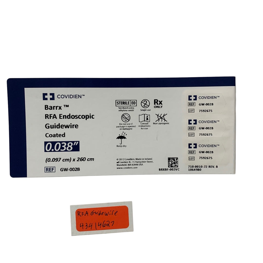 COVIDIEN GW-002B Barrx RFA Endoscopic Guidewire Coated 0.038 Inch 0.097 cm x 260 cm Exp 2026 03