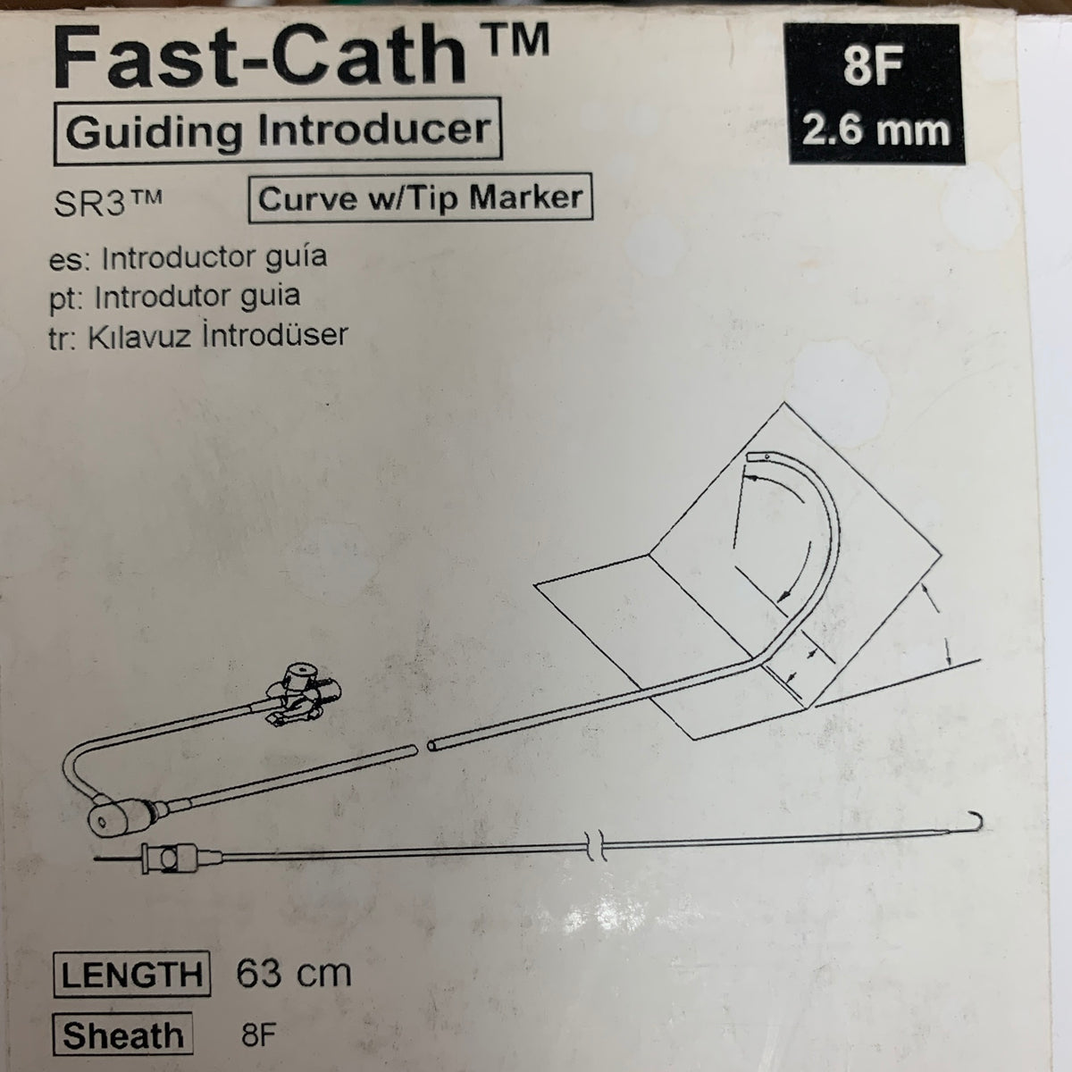 ST JUDE MEDICAL 406847 Fast Cath Guiding Introducer SR3 Curve with Tip Marker 8F 2.6 mm 63 cm EXP 2023 10