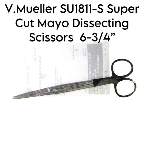 V.Mueller SU1811-S Super Cut Mayo Dissecting Scissors Curved Black Handle 6-3/4”