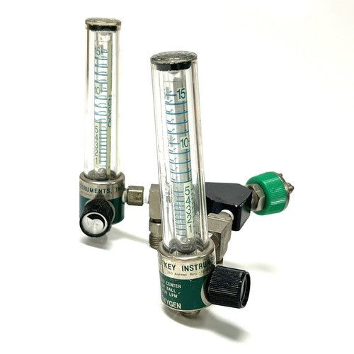 Key Instruments Dual O2 Flowmeter, Model O2, w/ Y Block Assembly