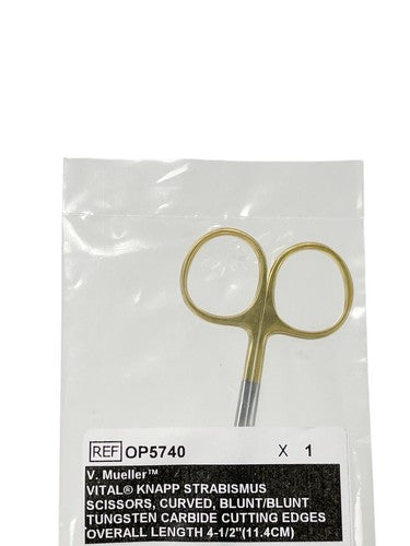 V. Mueller REF OP5740 VITAL KNAPP STRABISMUS SCISSORS, CURVED, BLUNT