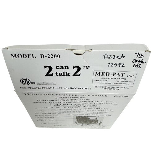 Med-Pat D2200, 2 Can Talk 2 Telephone - Twin Handset Conference Phone