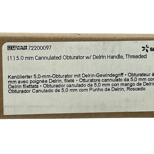 Smith & Nephew REF 72200097 5.0 mm Cannulated Obturator w/Delrin Handle,Threaded