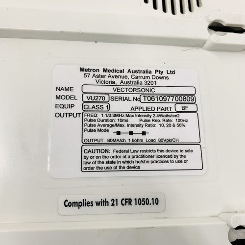 Metron VectorSonic VU270 Ultrasound Therapy Unit