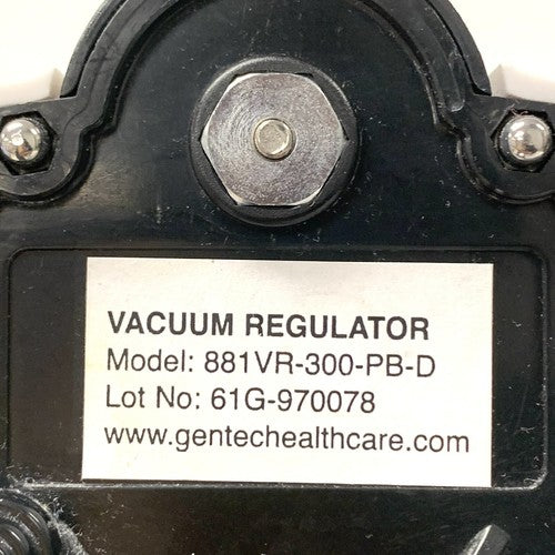 Gentec Model 881VR-300-PB-D, Intermittent Vaccum Regulator, 0-300 mmHg