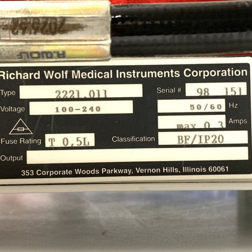 Richard Wolf REF 2221.011 Hystero CO2-Pneu Insufflator, 2026.64 Hose Connector