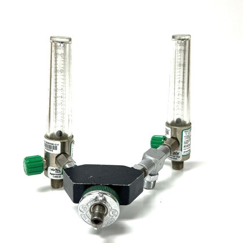 Medstar Dual O2 Flowmeter, Model 1687, w/ Y Block Assembly