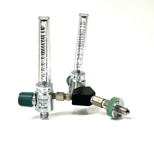 Precision Medical Dual O2 Flowmeter, Model 1MFA, w/ Y Block Assembly