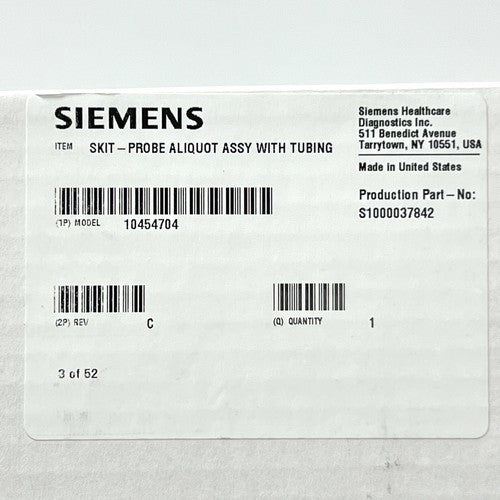 Siemens REF 10454704, Skit Probe Aliquot Assembly w/ Tubing